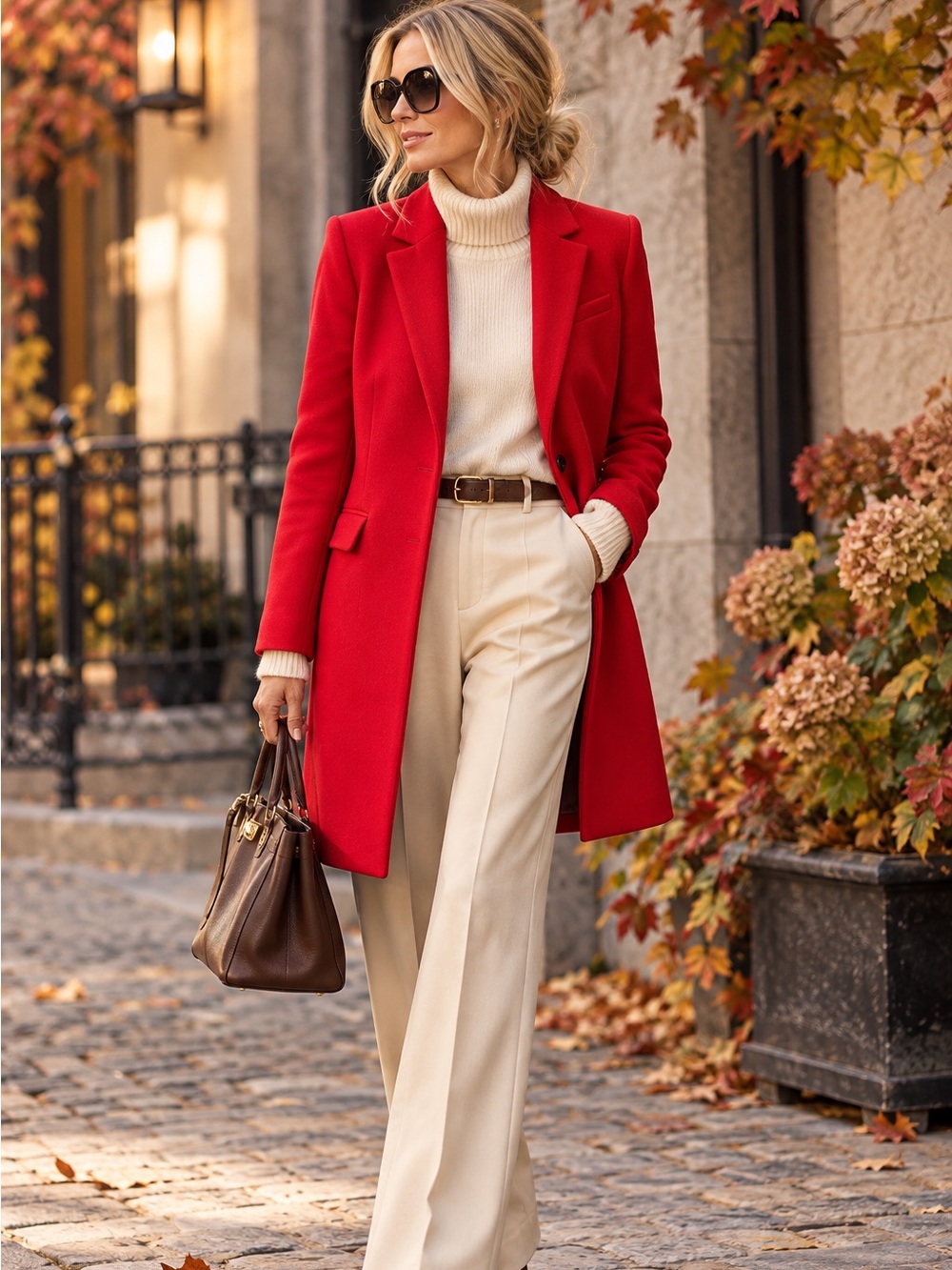 Zara Basic Red Wool Blend Tailored Coat XS